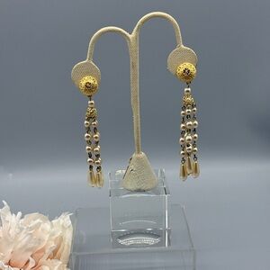 Elegant Gold and Pearl CLIP-ON  Drop Earrings